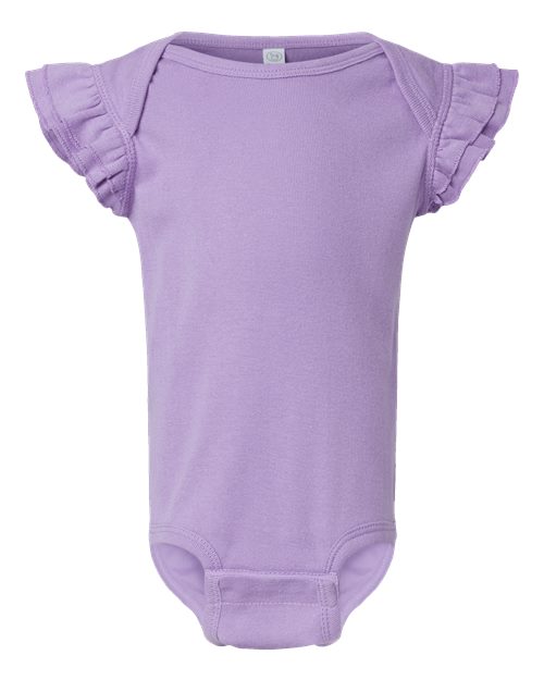 Rabbit Skins 4439 Infant Flutter Sleeve Baby Rib Bodysuit