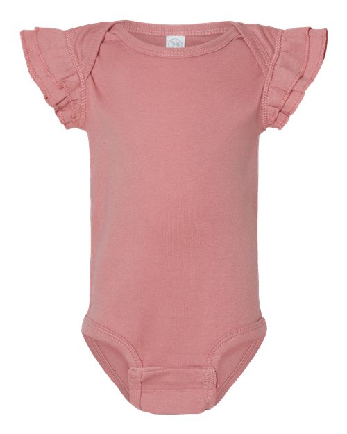 Rabbit Skins 4439 Infant Flutter Sleeve Baby Rib Bodysuit