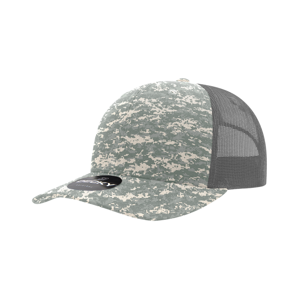 Decky 1054 6 Panel Mid Profile Structured Camo Trucker
