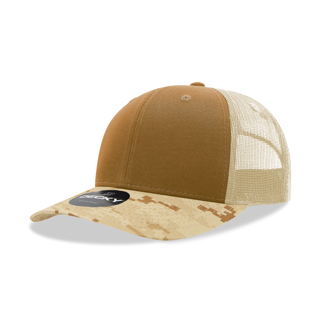 Decky 1054 6 Panel Mid Profile Structured Camo Trucker