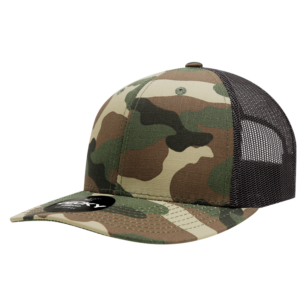 Decky 1054 6 Panel Mid Profile Structured Camo Trucker