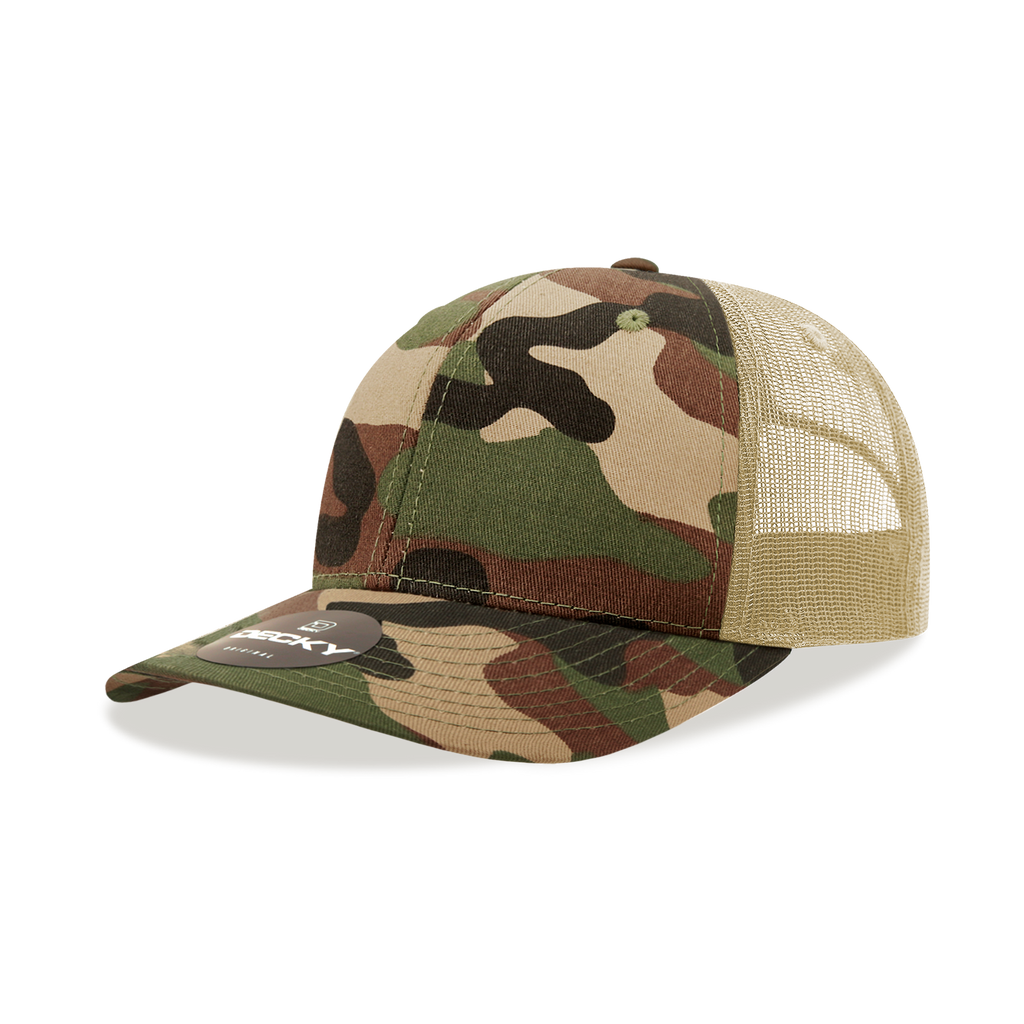 Decky 1054 6 Panel Mid Profile Structured Camo Trucker
