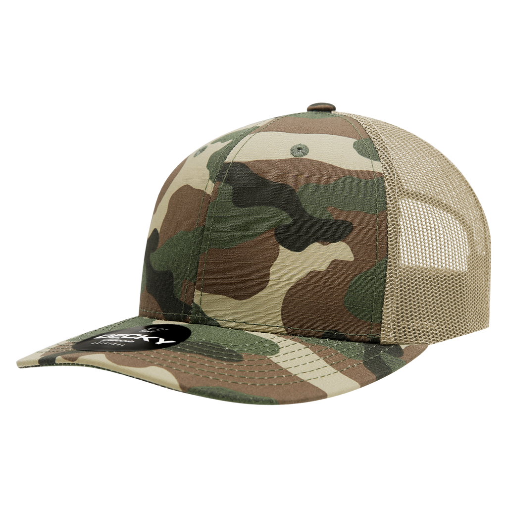 Decky 1054 6 Panel Mid Profile Structured Camo Trucker