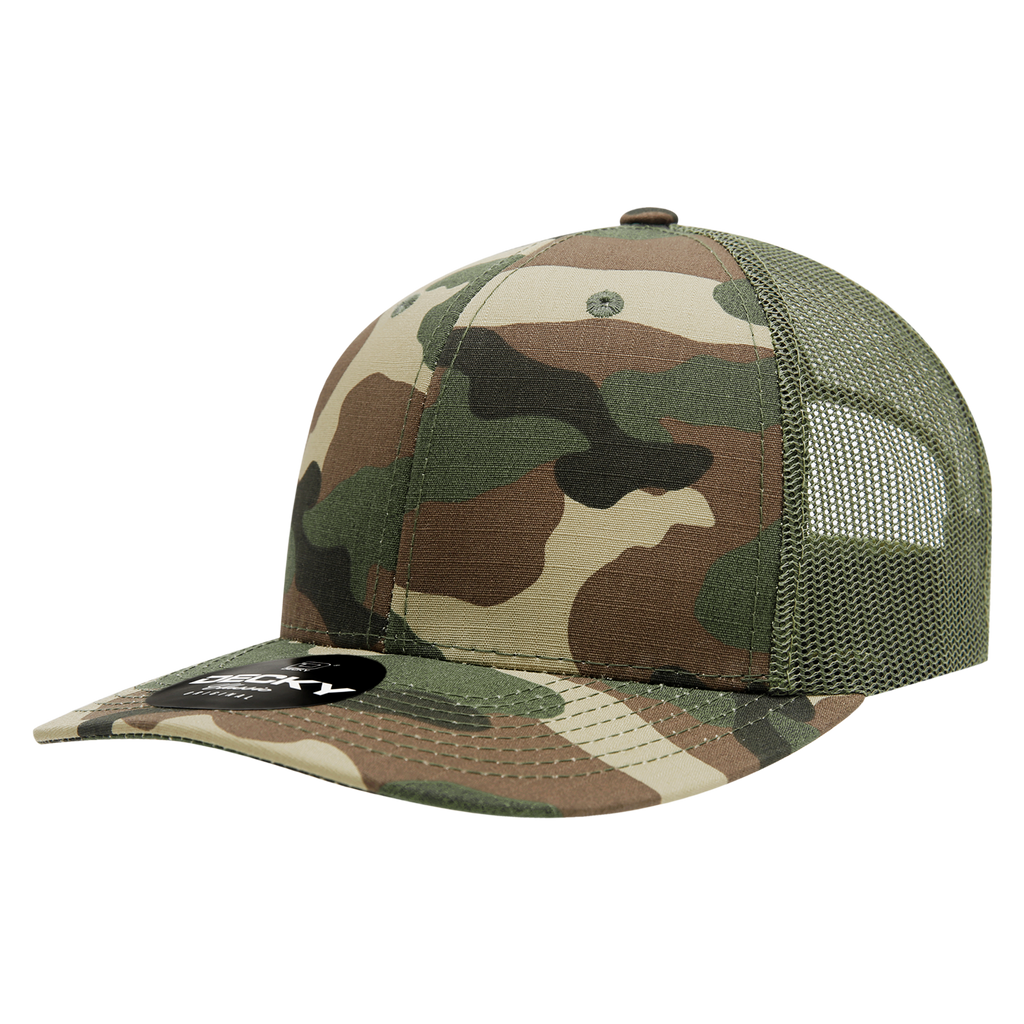 Decky 1054 6 Panel Mid Profile Structured Camo Trucker