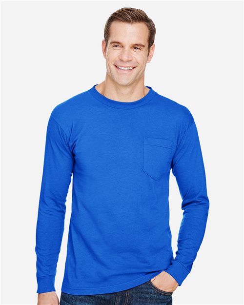 Bayside 3055 Unisex Union-Made Long Sleeve Pocket T-Shirt