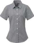 Artisan Collection by Reprime RP321 Women's Microcheck Gingham Short Sleeve Cotton Dress Shirt
