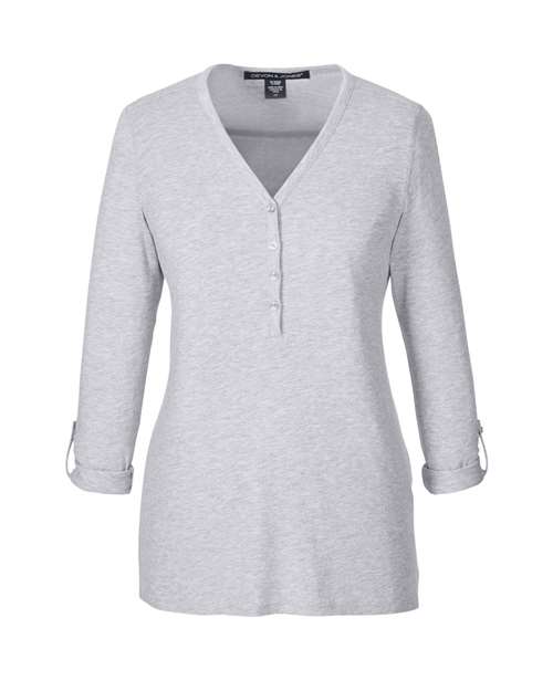 Devon & Jones DP186W Women's Perfect Fit™ Y-Placket Convertible Sleeve Knit Top