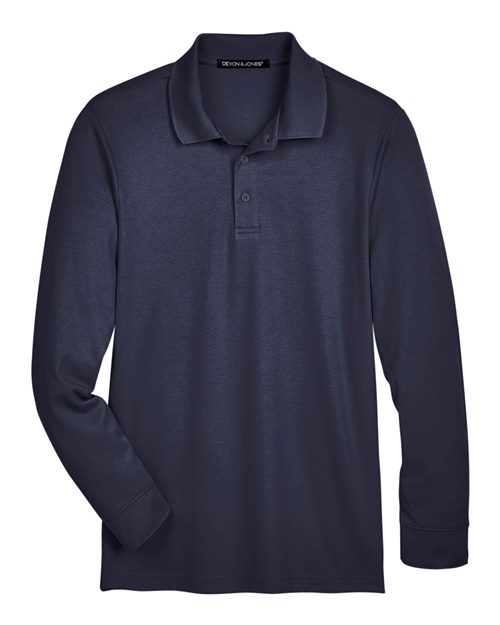 Devon & Jones DG20L Men's CrownLux Performance® Plaited Long Sleeve Polo