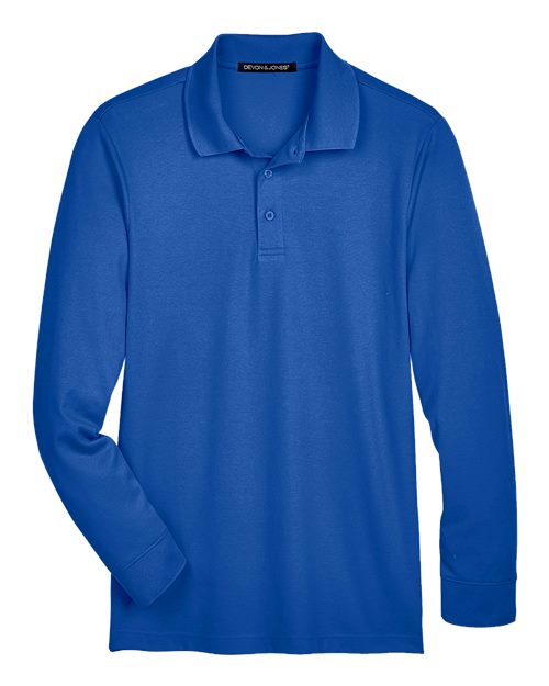 Devon & Jones DG20L Men's CrownLux Performance® Plaited Long Sleeve Polo