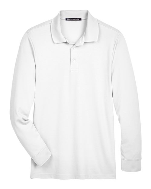 Devon & Jones DG20L Men's CrownLux Performance® Plaited Long Sleeve Polo