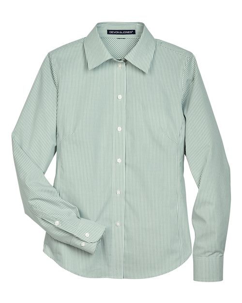 Devon & Jones D645W Women's Crown Collection® Banker Stripe Woven Dress Shirt