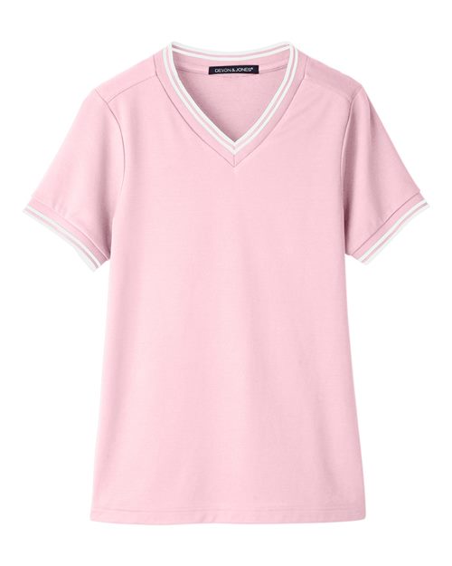 Devon & Jones DG20CW Women's CrownLux Performance® Plaited Tipped V-Neck Shirt