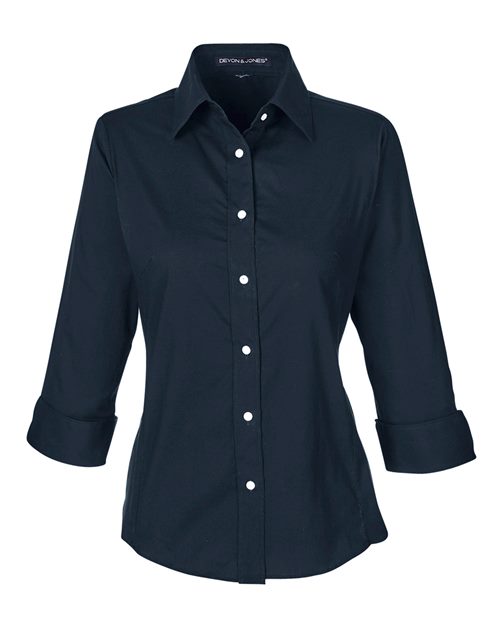 Devon & Jones DP625W Women's Perfect Fit™ Three-Quarter Sleeve Stretch Poplin Dress Shirt