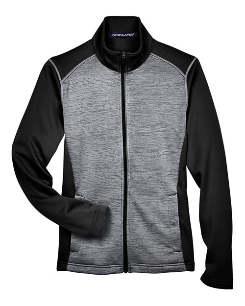 Devon & Jones DG796W Women's Newbury Colorblock Mélange Fleece Full-Zip Jacket