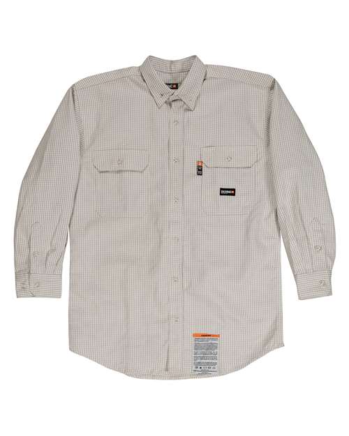 Berne Apparel FRSH21T Men's Tall Flame-Resistant Down Plaid Work Shirt
