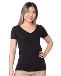 Bayside 5875 Women's USA-Made Fine Jersey V-Neck T-Shirt