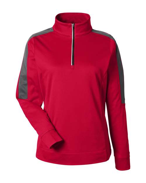CORE365 CE404W Women's Market Snag Protect Mesh Colorblock Quarter-Zip Pullover