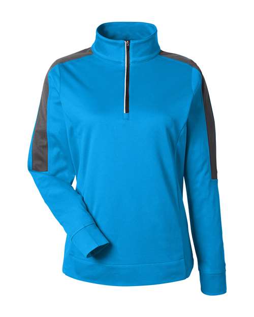 CORE365 CE404W Women's Market Snag Protect Mesh Colorblock Quarter-Zip Pullover