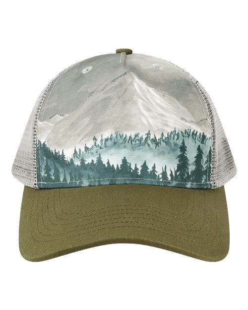 LOCALE 5PTKR Printed Five-Panel Trucker Cap