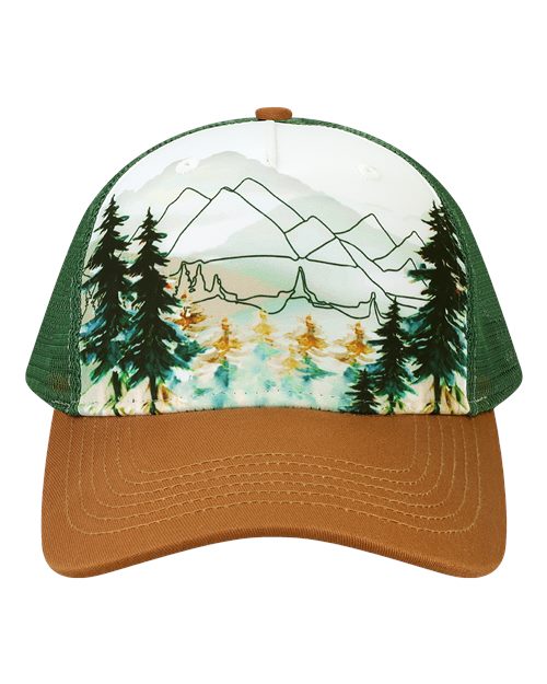 LOCALE 5PTKR Printed Five-Panel Trucker Cap