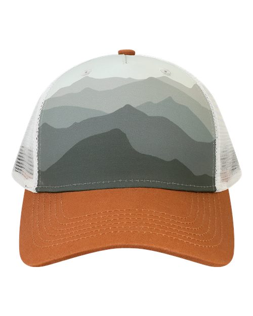 LOCALE 5PTKR Printed Five-Panel Trucker Cap