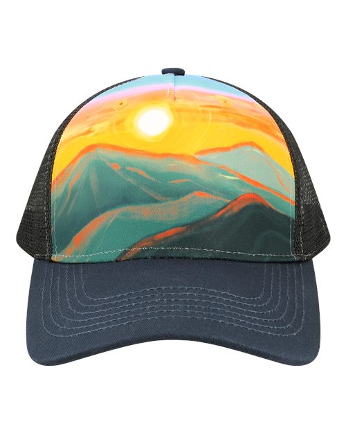 LOCALE 5PTKR Printed Five-Panel Trucker Cap