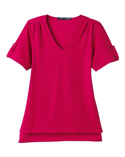 Devon & Jones DG20WB Women's CrownLux Performance® Plaited Rolled Sleeve Shirt