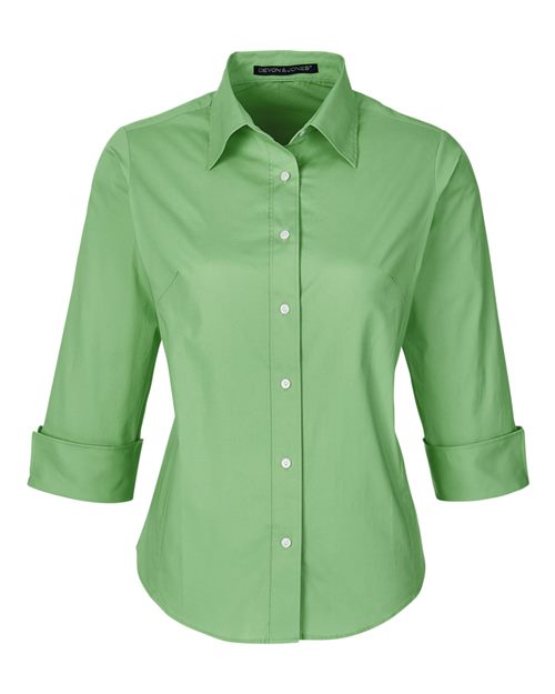 Devon & Jones DP625W Women's Perfect Fit™ Three-Quarter Sleeve Stretch Poplin Dress Shirt