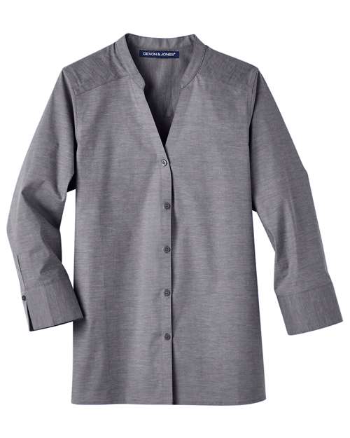 Devon & Jones DG562W Women's Crown Collection® Stretch Pinpoint Chambra Three-Quarter Sleeve Shirt