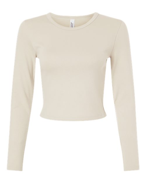 American Apparel BR2107 Women's Baby Rib Long Sleeve Cropped Tee