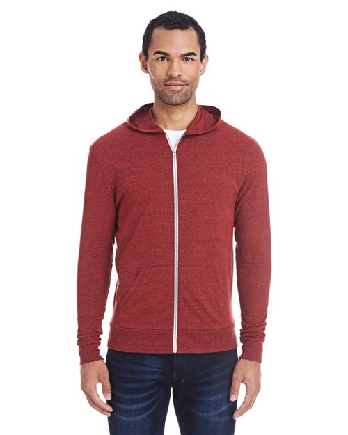 Threadfast Apparel 302Z Unisex Triblend Full-Zip Lightweight Hooded Sweatshirt