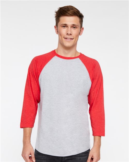 LAT 6930 Unisex Baseball Fine Jersey Three-Quarter Sleeve Tee