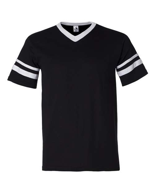 Augusta Sportswear 360 V-Neck Jersey with Striped Sleeves