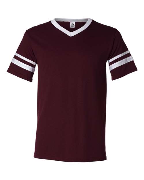 Augusta Sportswear 360 V-Neck Jersey with Striped Sleeves