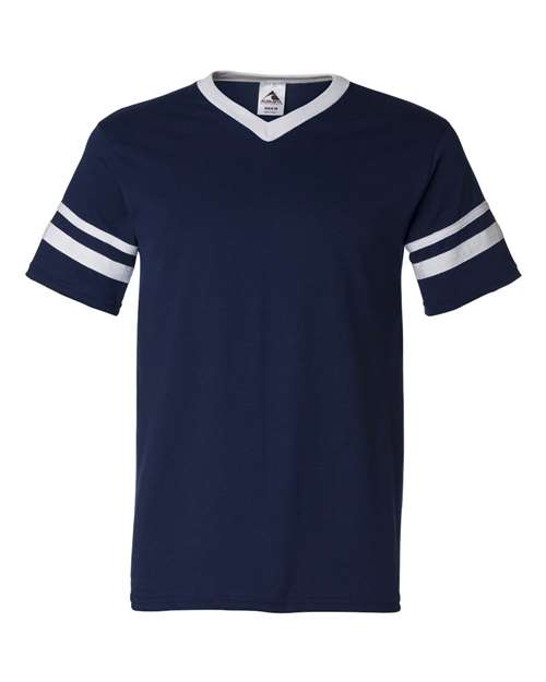 Augusta Sportswear 360 V-Neck Jersey with Striped Sleeves