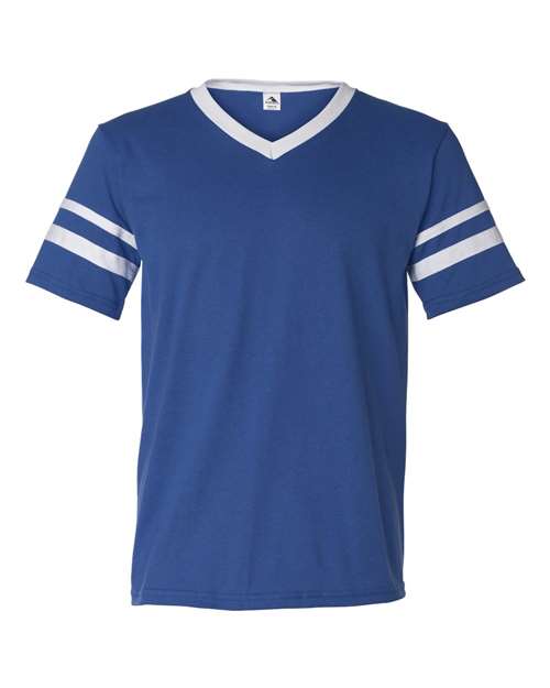 Augusta Sportswear 360 V-Neck Jersey with Striped Sleeves