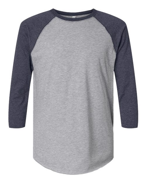 LAT 6930 Unisex Baseball Fine Jersey Three-Quarter Sleeve Tee