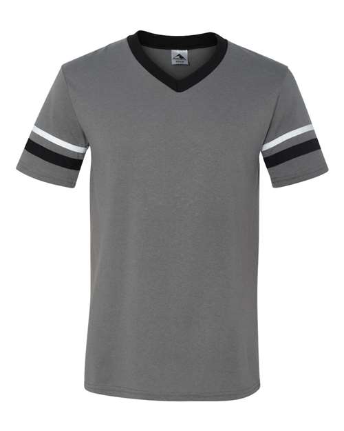 Augusta Sportswear 360 V-Neck Jersey with Striped Sleeves