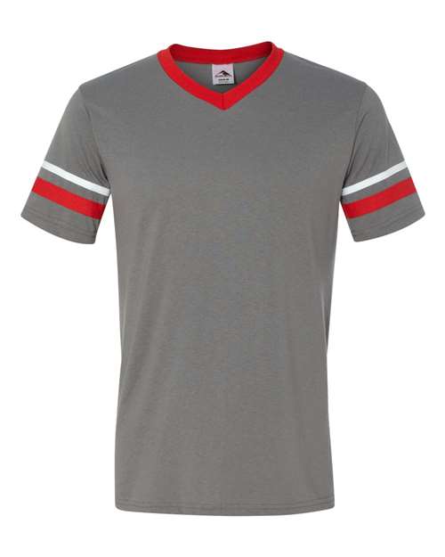Augusta Sportswear 360 V-Neck Jersey with Striped Sleeves