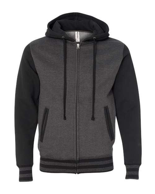 Independent Trading Co. IND45UVZ Unisex Heavyweight Varsity Full-Zip Hooded Sweatshirt