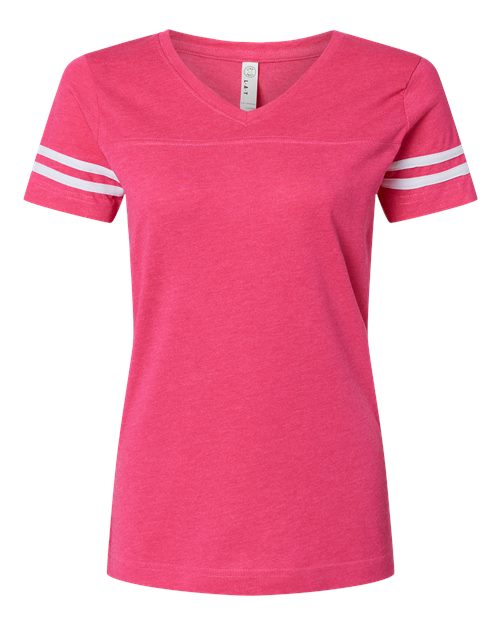 LAT 3537 Women's Football V-Neck Fine Jersey Tee