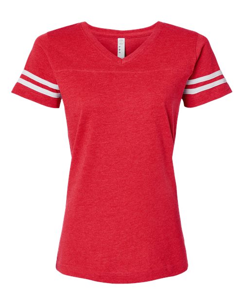 LAT 3537 Women's Football V-Neck Fine Jersey Tee