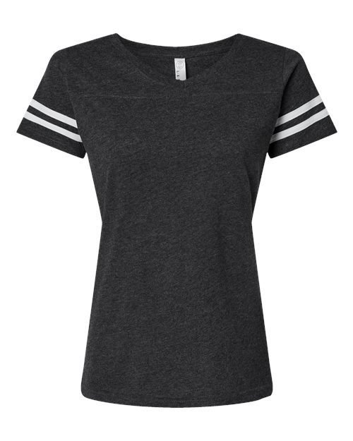 LAT 3537 Women's Football V-Neck Fine Jersey Tee