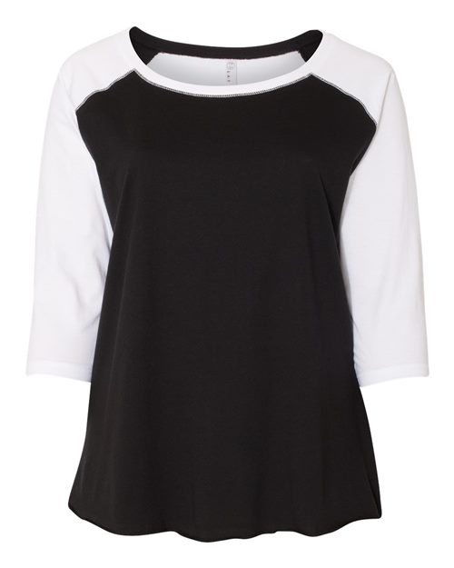 LAT 3830 Women's Curvy Collection Baseball Three-Quarter Sleeve Tee