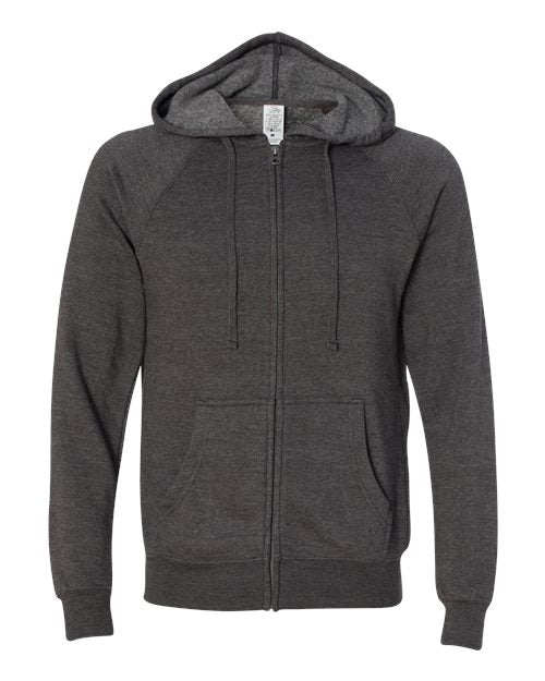 Independent Trading Co. PRM33SBZ Unisex Special Blend Raglan Full-Zip Hooded Sweatshirt