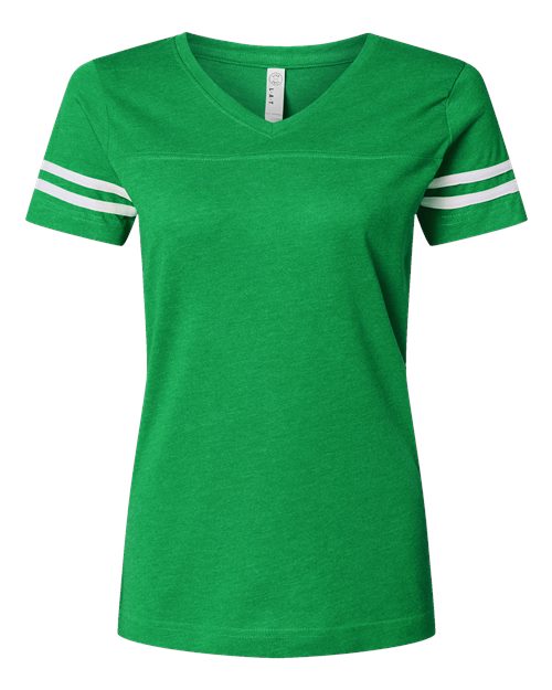 LAT 3537 Women's Football V-Neck Fine Jersey Tee