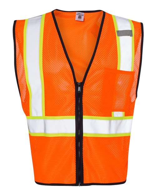 Kishigo 1527-1528 Unisex Economy Contrasting Vest with Zippered Front