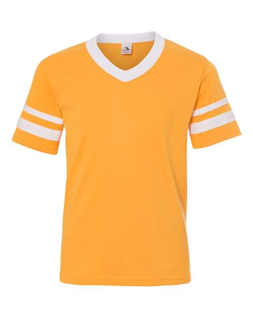 Augusta Sportswear 361 Youth V-Neck Jersey with Striped Sleeves