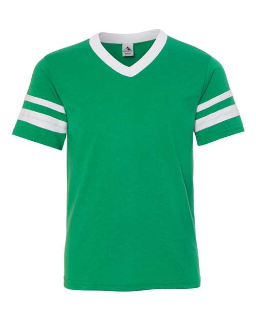 Augusta Sportswear 361 Youth V-Neck Jersey with Striped Sleeves