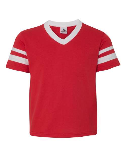 Augusta Sportswear 361 Youth V-Neck Jersey with Striped Sleeves